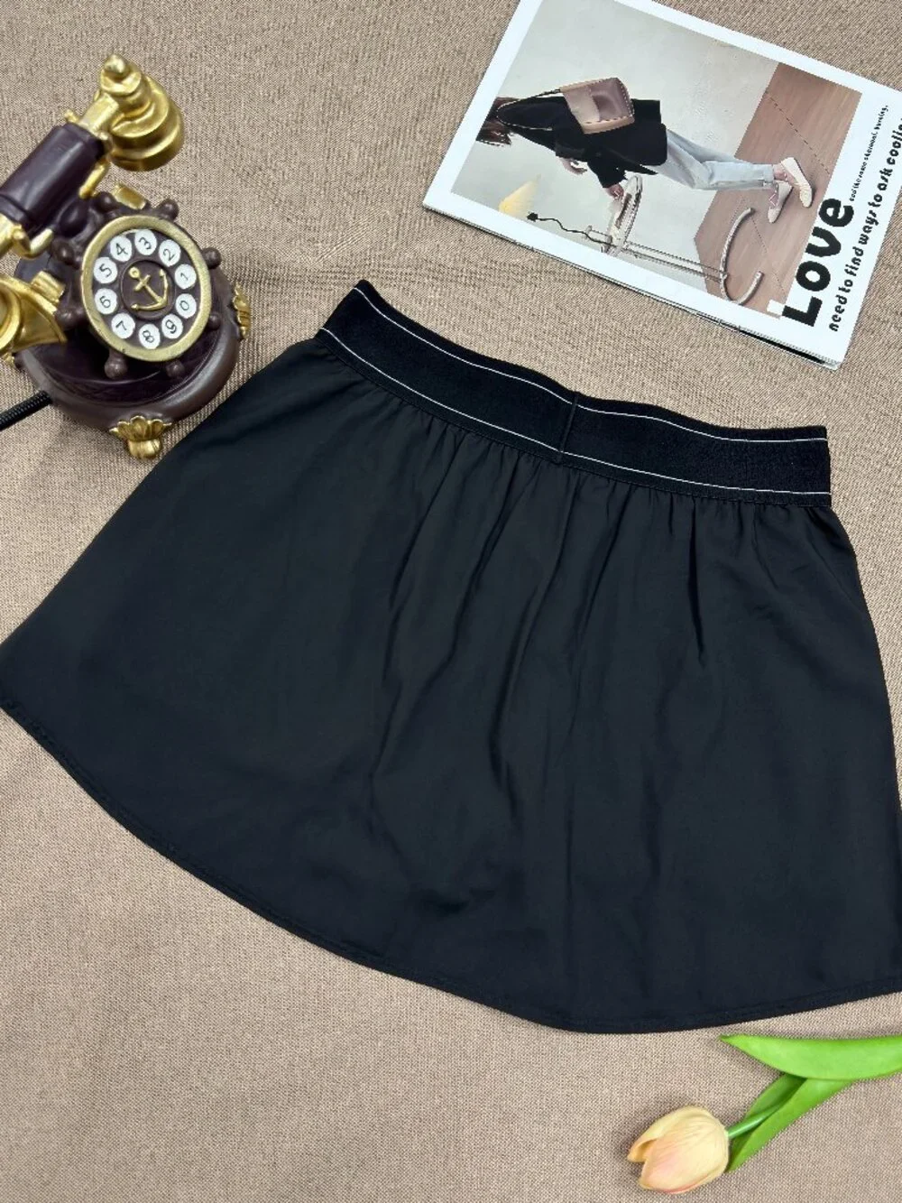 🏓Alo Yoga Match Point Tennis Skirt Black💗Feminine Sporty Activewear Skirt
